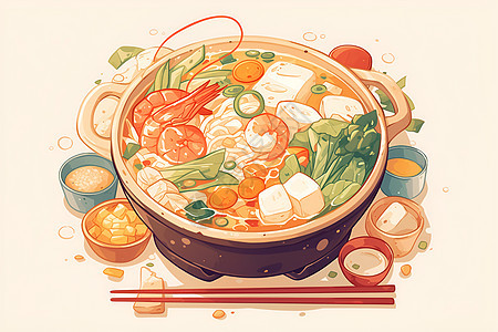 美味火锅的插画图片