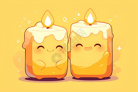 温馨浪漫的蜡烛插画图片