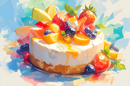 美味水果蛋糕插画图片