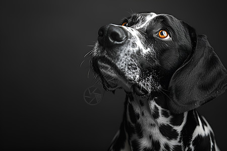 黑白摄影中展示的斑点狗图片
