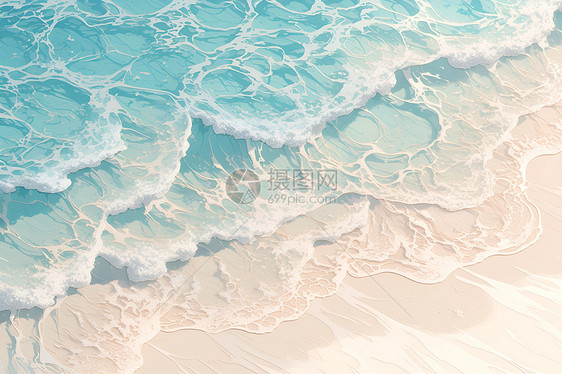 海浪拍击沙滩图片