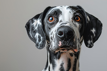 比特犬黑白斑点犬的目光背景