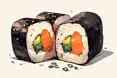 鲜美寿司卷图片