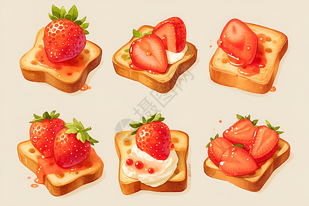果莓面包图甜美插画图片