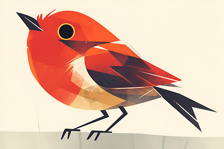 美丽的红色小鸟插画图片
