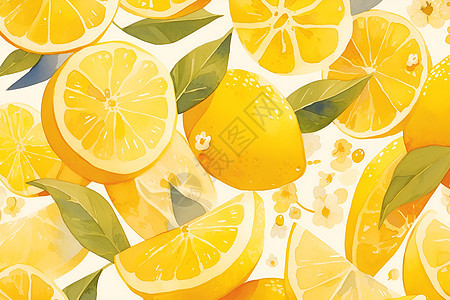 清新的柠檬插画图片