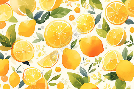 清新明亮的柠檬和叶子图片