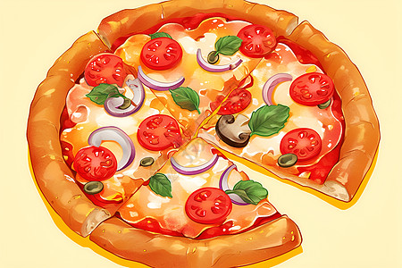 披萨艺术插画图片