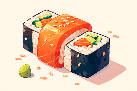 鲜美多彩的寿司卷图片