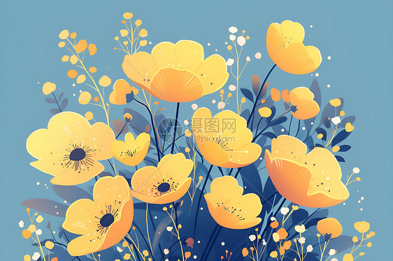 清新可爱黄色花束图片