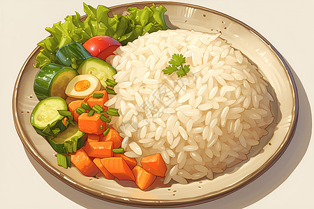美味的米饭蔬菜图片