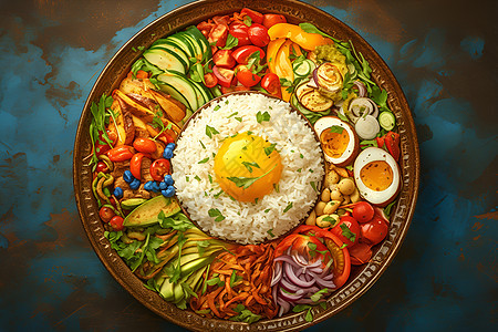 美味的蔬菜米饭图片