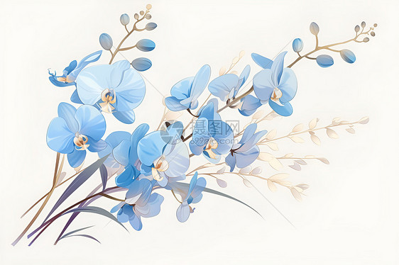 盛放的蓝色兰花图片
