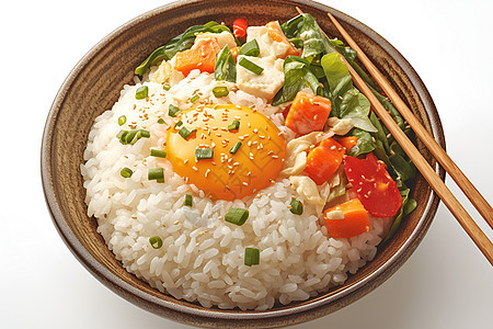 美味的米饭和鸡蛋图片