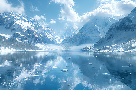 雪山中的美丽湖泊图片