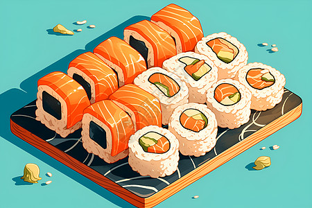 可口的寿司食物图片