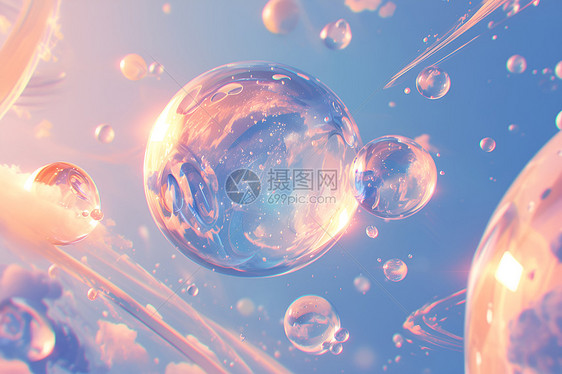 飘浮的空中的气泡图片