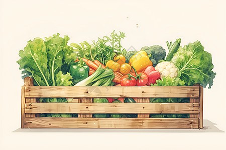 绿叶蔬菜农田盛产的蔬菜插画