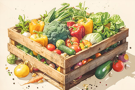 绿叶蔬菜新鲜的绿色蔬菜插画