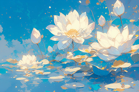 池塘的白莲花图片