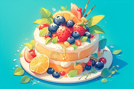 可爱水果蛋糕图片