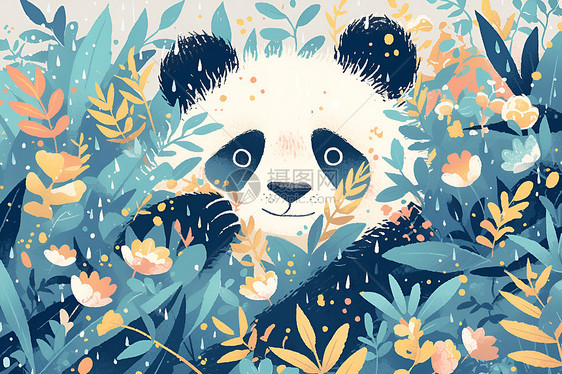 草丛中的熊猫图片