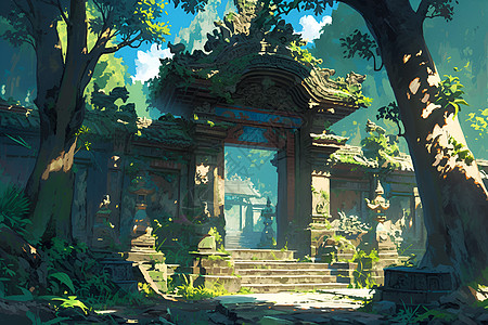 古代寺庙景观背景图片