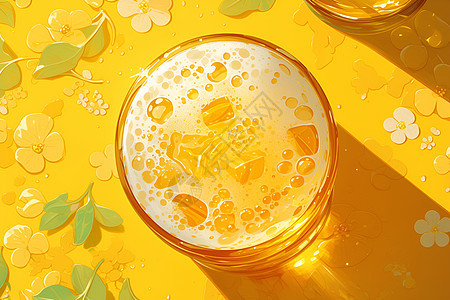 金黄啤酒里的冰块图片