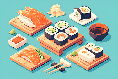 美味多彩的寿司盛宴图片