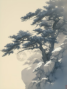 悬崖上的雪松图片