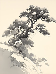 岩石上的松树图片