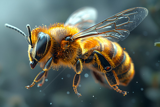 雨幕中的蜜蜂图片
