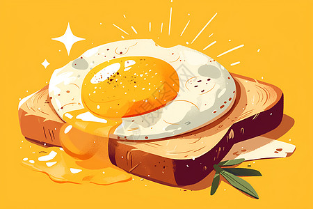 皮带面面包上的美味煎蛋插画