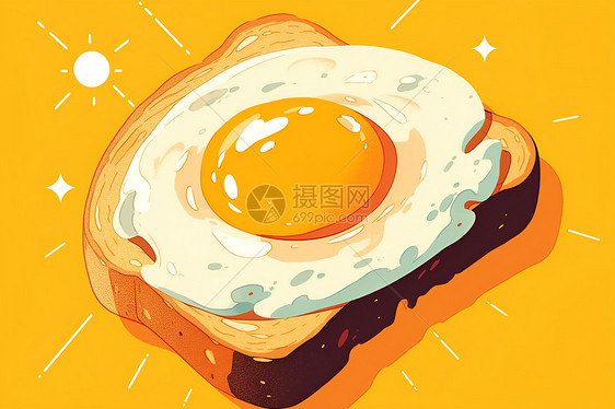 黄澄澄的煎蛋吐司图片