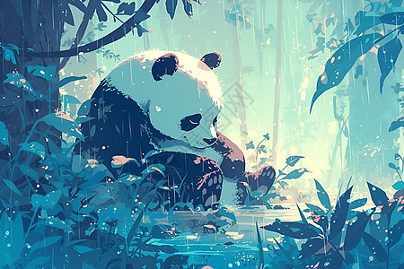 树下的熊猫图片