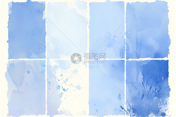 浅蓝色的水彩画图片