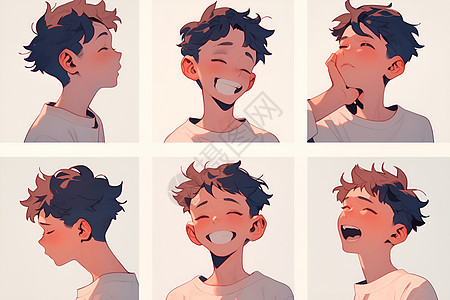 男孩的六种表情图片