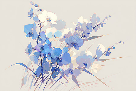 柔美的蓝白兰花图片