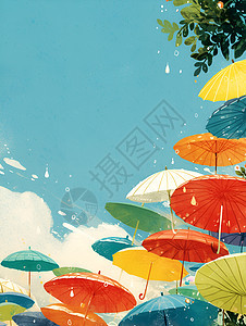 许多彩色的雨伞图片