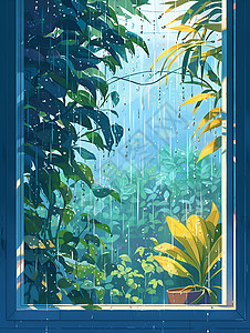雨中的丛林景观图片