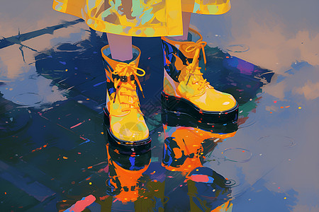 一双黄色雨靴图片
