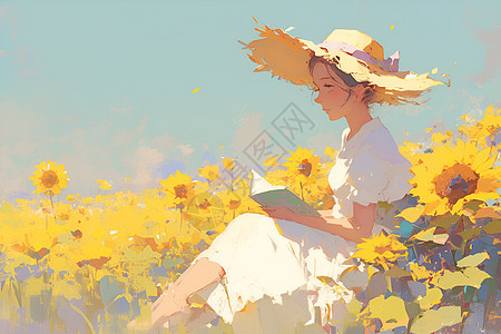 太阳花中的少女图片