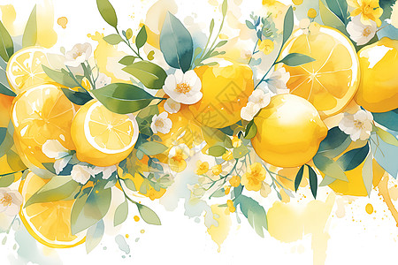 柠檬水彩作品图片