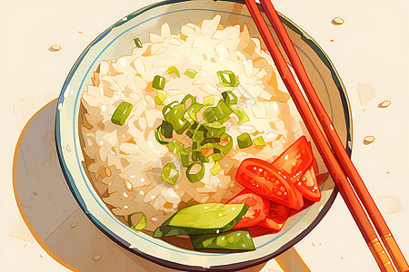 蔬菜伴随着米饭图片