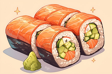 美味三文鱼寿司卷图片