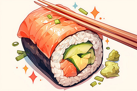 寿司卷和三文鱼图片