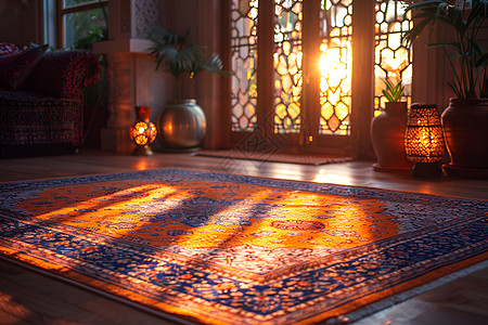 地毯花纹阳光下的室内地毯设计图片