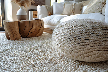 素雅纯净的羊毛地毯图片
