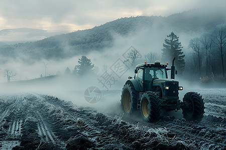 农田上的拖拉机图片