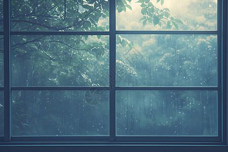 窗户上的细雨图片